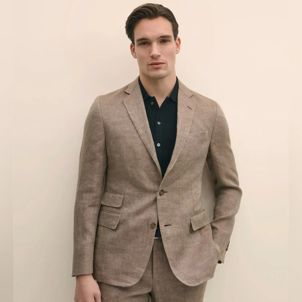 Brooks Brothers Classic Fit Linen 1818 Herringbone Sport Coat & Pants 46R/38x30 - Picture 3 of 9